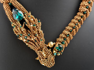 bronze green beaded dragon necklace jewelry