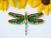 Green and gold dragonfly necklace