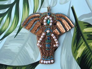 bead embroidered elephant pendant  beading kit with tutorial