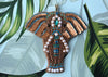 Bronze bead embroidered elephant necklace