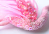 bead embroidered flamingo brooch handmade