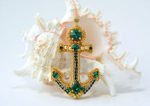 bead embroidery and gold work beading zoom class for anchor pendant