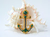 bead embroidery and gold work anchor pendant gold green
