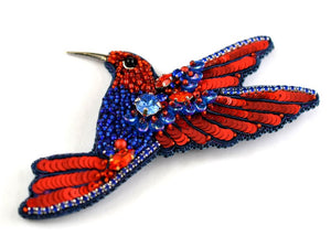 Brooch "Hummingbird" red