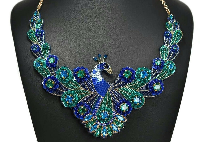 beaded peacock necklace