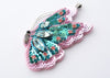 beaded pink teal butterfly brooch 