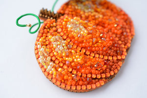 Beaded pumpkin brooch