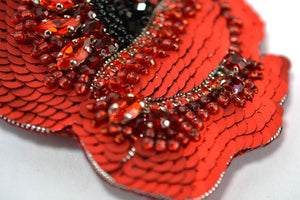 beading tutorial for poppy flower brooch