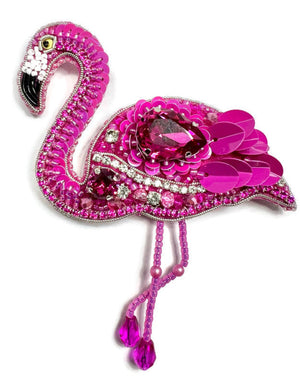 bead embroidered fuchsia flamingo beading kit with tutorial