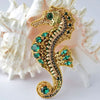 bead embroidered green gold seahorse beading kit with tutorial