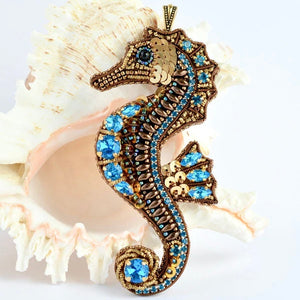 bead embroidered bronze seahorse beading kit with tutorial