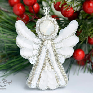 bead embroidered white angel beading kit with tutorial