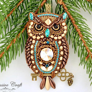 bead embroidered owl beading kit with PDF tutorial