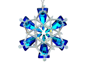 blue silver crystal snowflake christmas ornament handmade