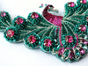 bead embroidery teal fuchsia peacock necklace