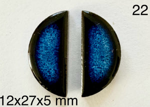 blue half round Japanese tile cabochons