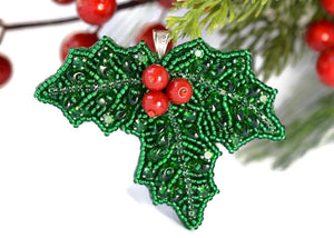 holly beaded christmas jewelry