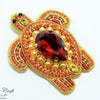 bead embroidered red gold turtle beading kit with PDF tutorial