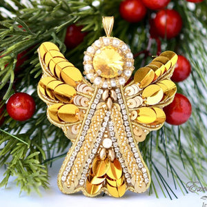 bead embroidered gold angel beading kit with tutorial