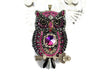 owl necklace beaded black fuchsia