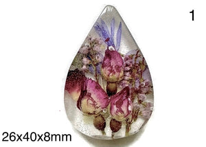 roses real dry flowers in resin cabochons for jewelry making