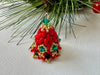 red beaded christmas bell ornament