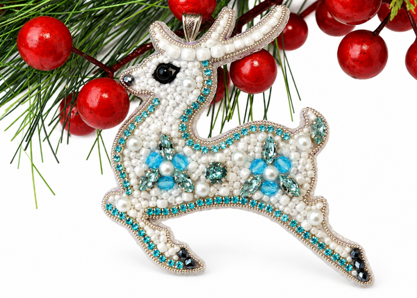 reindeer ornament PDF bead embroidery tutorial