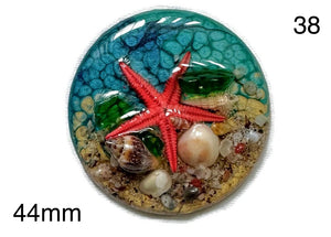 round starfish in resin cabochon for jewelry making