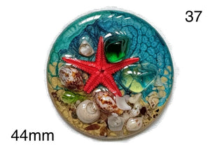 round starfish in resin cabochon for jewelry making