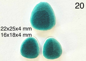 teal set Japanese tile cabochons