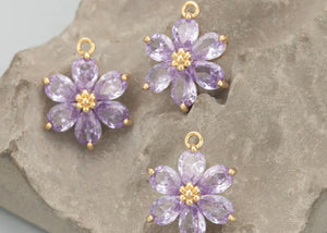 violet flower cubic zicon pendant for jewelry making