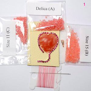 pink heart bead embroidery beading kit
