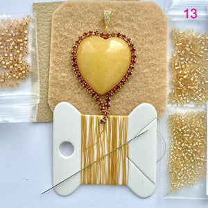 heart bead embroidery beading kit yellow