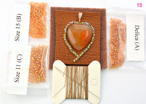 agate heart bead embroidery beading kit
