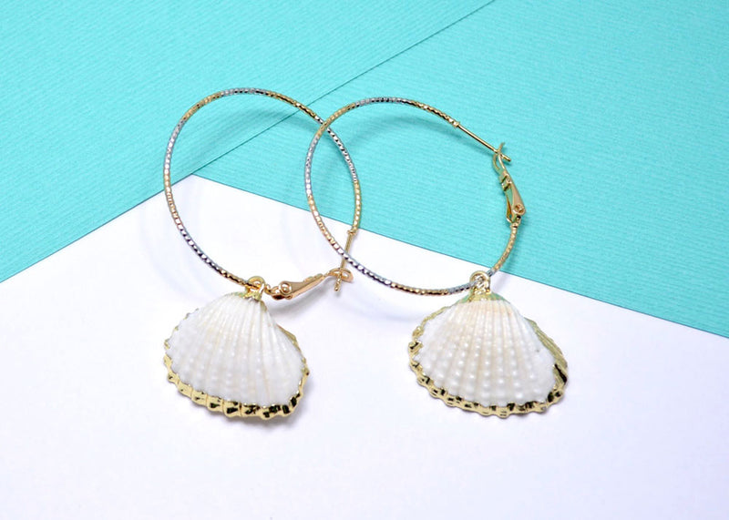 natural sea shell hoop earrings