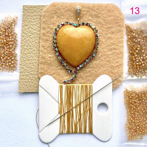 heart bead embroidery beading kit yellow