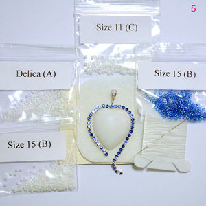 white heart bead embroidery beading kit