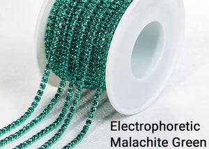 malachite green rhinestone cup chain 2 mm 