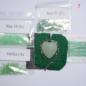 green jade heart bead embroidery beading kit