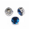 montana blue crystal chaton in settings 6 mm