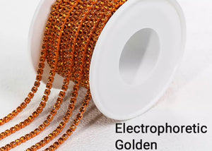electrophoretic golden rhinestone cup chain 2 mm 