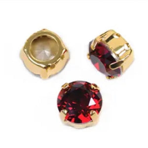 siam red crystal chaton in settings 6 mm