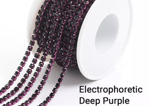 deep purple rhinestone cup chain 2 mm 
