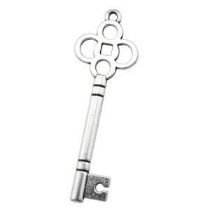 Metal key pendant antique silver