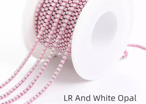pink white opal rhinestone cup chain 2 mm 