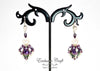 beaded earrings with swarovski purple white