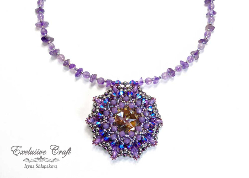 handmade artisan jewelry beaded pendant purple
