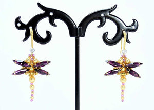 amethyst beaded Swarovski dragonfly earrings