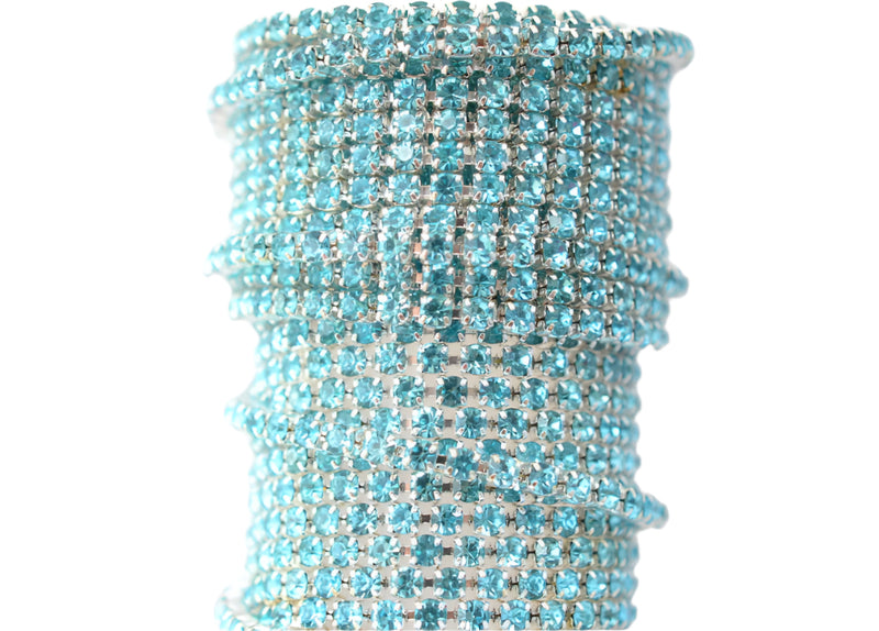 aquamarine rhinestone cup chain 2 mm 