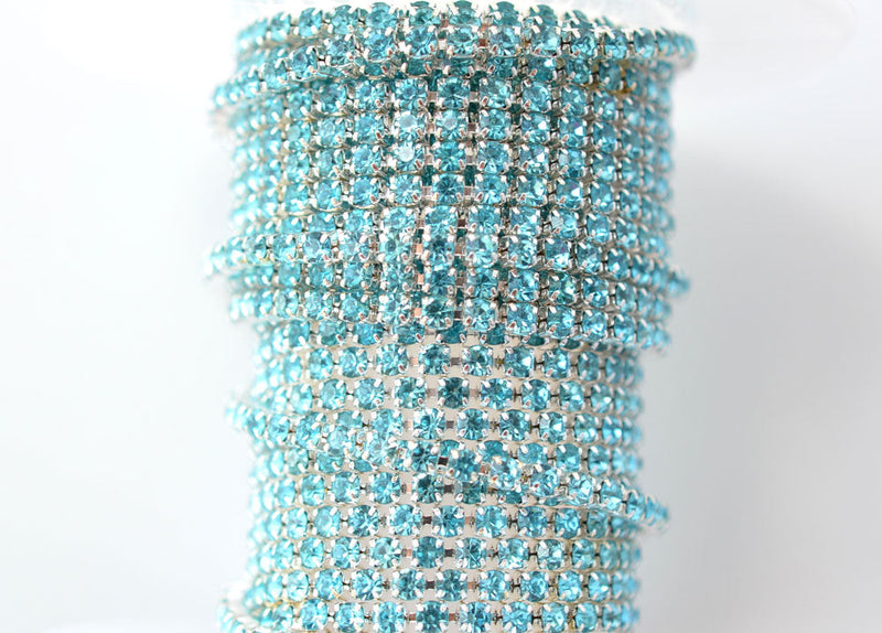 aquamarine rhinestone cup chain 3 mm 